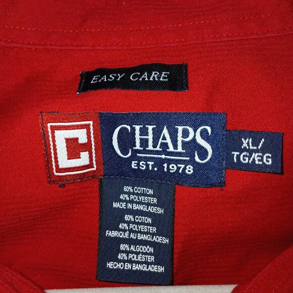 MENS CHAPS EASY CARE VARMOUTH RED BUTTON DOWN, SIZE 18 XL - Picture 3 of 5